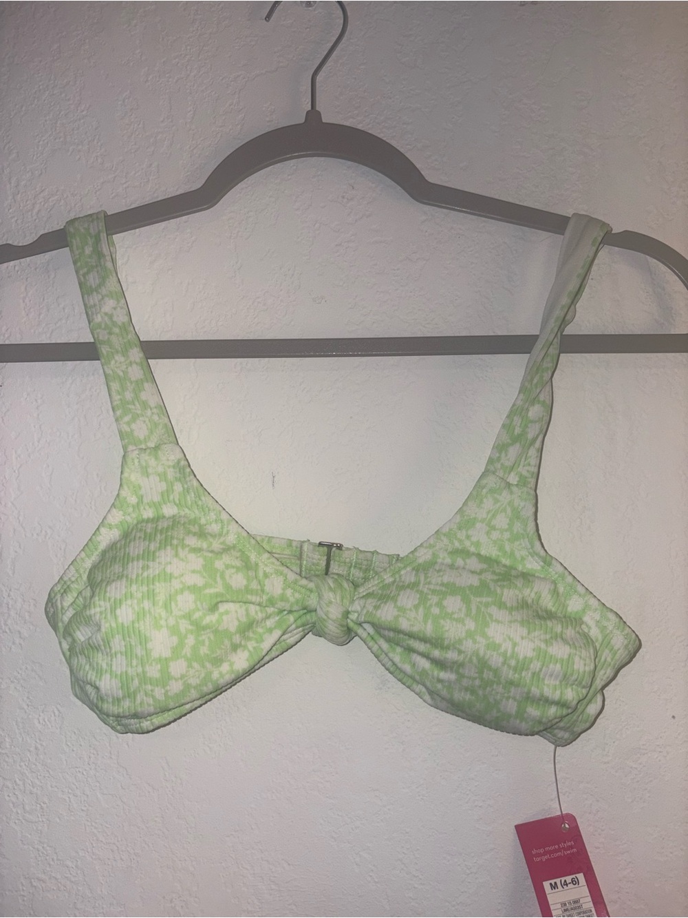 Target Light Green and White Tie-Front Ribbed Crop Top